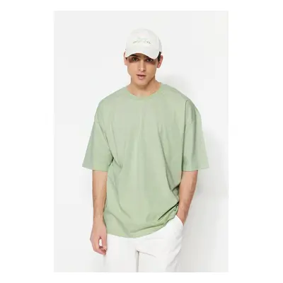 Trendyol Mint Oversize/Wide Cut Basic 100% pamut póló