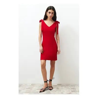 Trendyol Red Wrap-around Tie Detail Mini Woven Dress