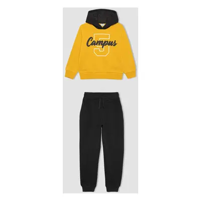 DEFACTO Boy Hooded Sweatshirt Sweatpants Piece Set