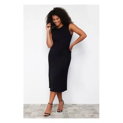 Trendyol Curve Black Faux Lace Detailed Knitted Dress