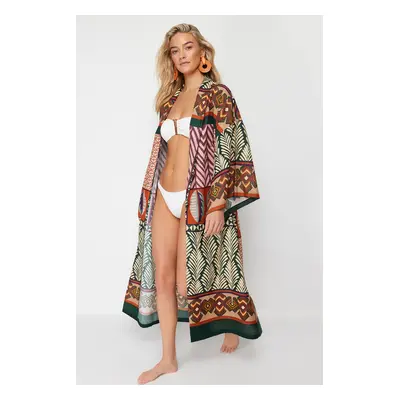 Trendyol Ethnic Patterned Midi Woven 100% Cotton Kimono&Kaftan