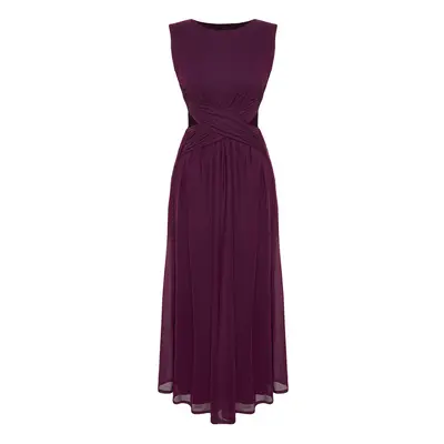 Trendyol Purple A-Cut Window/Cut Out Detailed Knitted Tulle Dress