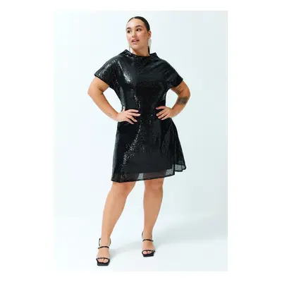 Trendyol Curve Black Sequined Woven Dress