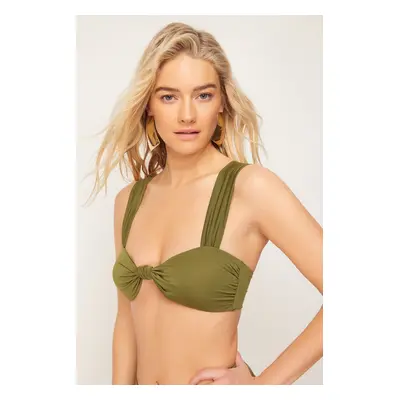 Trendyol Khaki Bralette Knotted Bikini Top