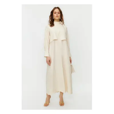 Trendyol Stone Collar Tie Detailed Woven Dress