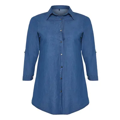 Trendyol Curve Blue Oversize Denim Shirt