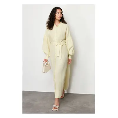 Trendyol Mint Lined Balloon Sleeve Plain Woven Dress