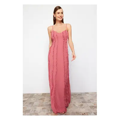 Trendyol Dusty Rose Woven Chiffon Long Evening Evening Dress