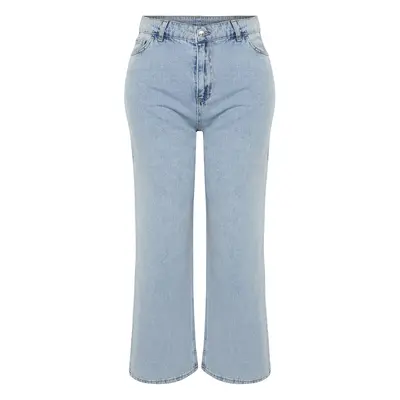 Trendyol Curve Blue High Waist Straight Fit Jeans