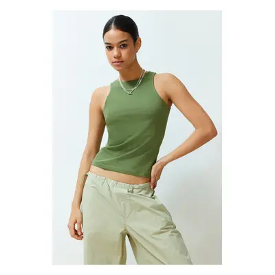 Trendyol Khaki Faded/Faded Effect Cotton Halter Neck Fitted Elastic Knitted Undershirt