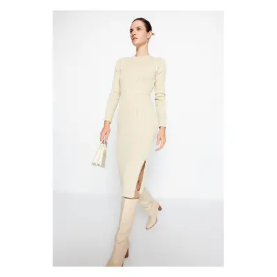 Trendyol Beige Midi Glittery Knitwear Dress