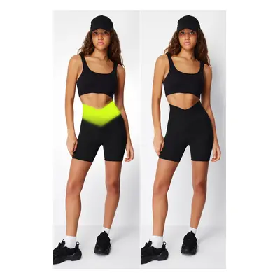 Trendyol Black Waist Extra Coupler Knitted Sports Shorts/Short Leggings