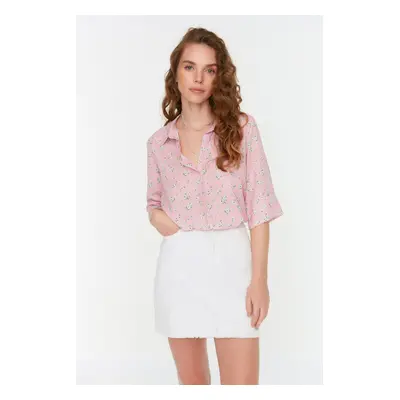 Trendyol Pink Floral Pattern Woven Blouse