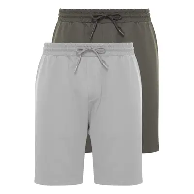 Trendyol Anthracite-Grey Pack Regular 100% Cotton Comfortable Shorts