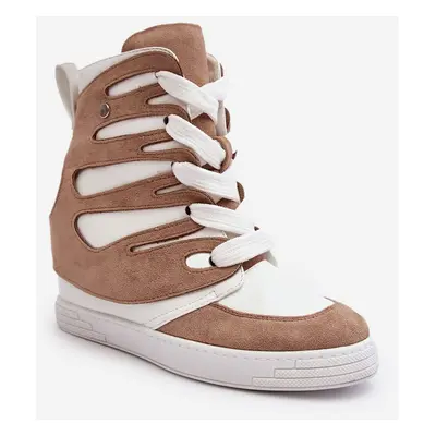 Beige leather wedge ankle boots Amria