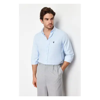 Trendyol Light Blue Slim Fit Embroidered Smart Shirt