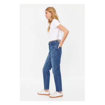 Trendyol Dark Blue More Sustainable High Waist Slim Mom Jeans