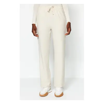 Trendyol Stone Straight/Straight Cut Elastic Waist Woven Trousers