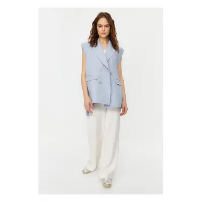 Trendyol Blue Regular Buttoned Extra Wide Fit Oversize Woven Vest