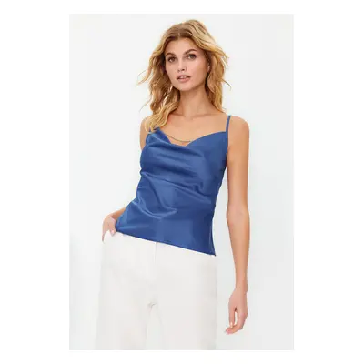 Trendyol Saks Lace Collar Stone Accessory Woven Satin Blouse