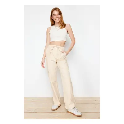 Trendyol Beige Cotton Cargo Woven Trousers