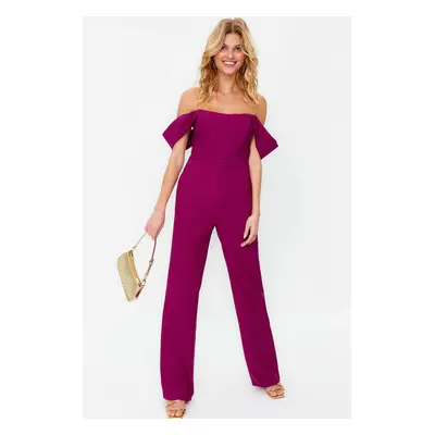 Trendyol Plum Lined Underwire Woven Jumpsuit