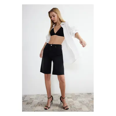 Trendyol Black More Sustainable High Waist Denim Shorts & Bermuda