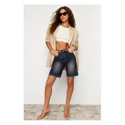 Trendyol Dark Blue Pale Effect Vintage Denim Shorts & Bermuda