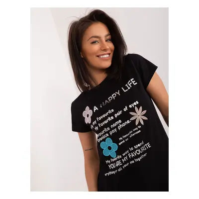 Black T-shirt with BASIC FEEL GOOD inscription