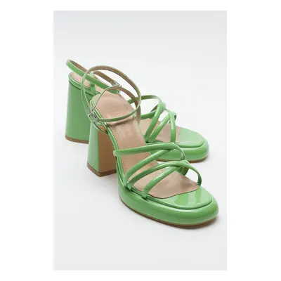 LuviShoes OPPE Green Patent Leather Women's High Heel Shoes