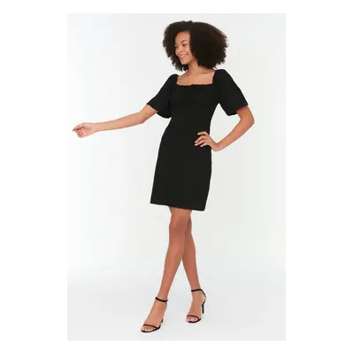 Trendyol Black A-line Back Guiped Mini szőtt ruha