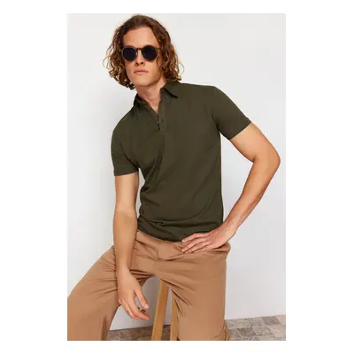 Trendyol Khaki Regular/Normal Cut Textured Polo Neck T-shirt