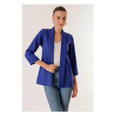 By Saygı Lycra Double Sleeve Fabric Short Jacket with Shawl Collar Width Length.