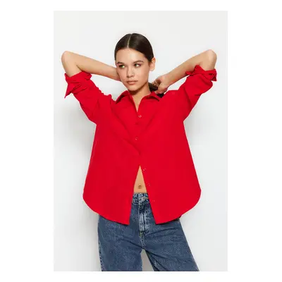 Trendyol Red Loose Fit Woven Shirt