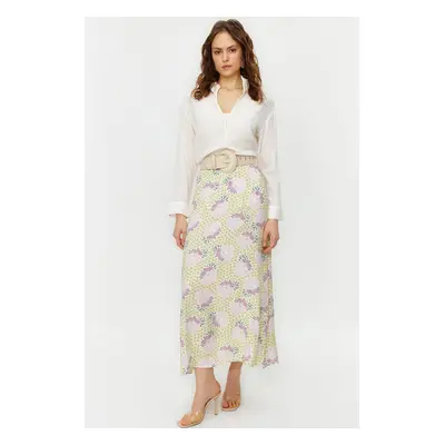 Trendyol Powder Floral Patterned Bell Woven Skirt