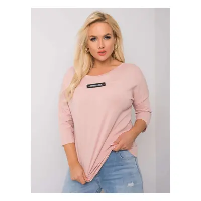 Dusty pink plus size blouse with a V-neck at the back