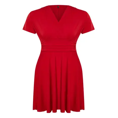 Trendyol Curve Red Double Breasted Mini Knitted Dress