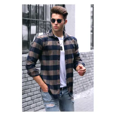 Madmext Men's Brown Plaid Shirt