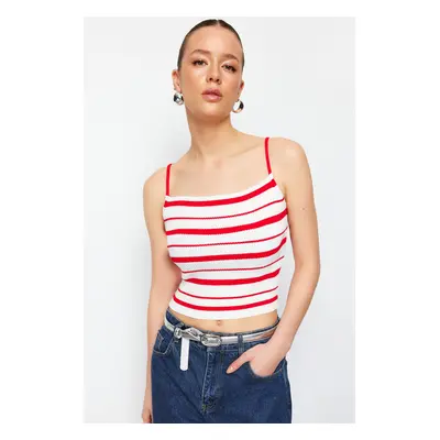 Trendyol Red Strap Crop Knitwear Blouse