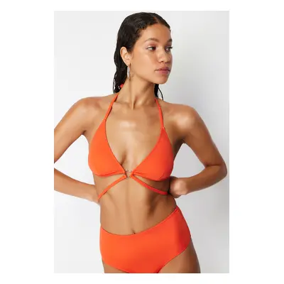 Trendyol Red Triangle Accessorized Bikini Top