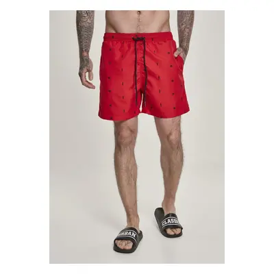 Men's swimwear with embroidery red