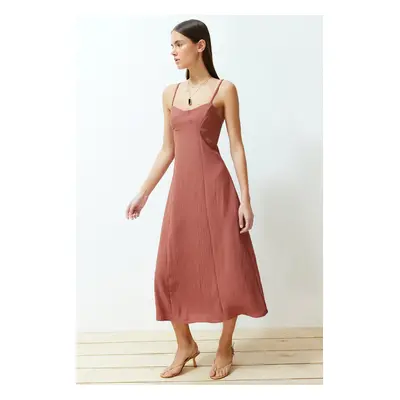 Trendyol Dried Rose A-line Midi Strap Woven Dress