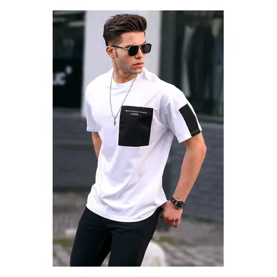 Madmext White Pocket Detailed Men's Basic T-Shirt