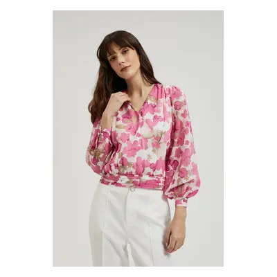 Women's V-neck blouse MOODO - pink