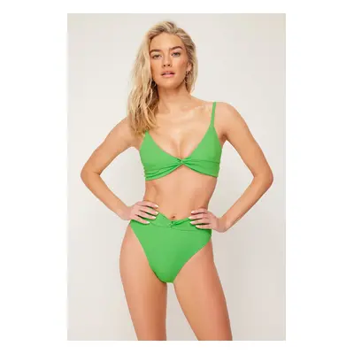 Trendyol Green Knotted High Waist Brazilian Bikini Bottom