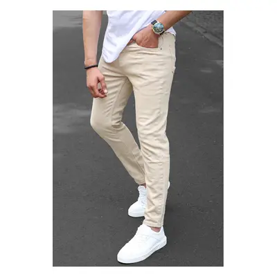 Madmext Men's Beige Canvas Slim Fit Trousers