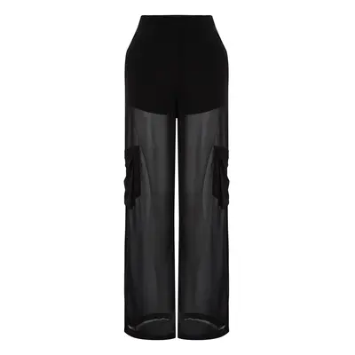 Trendyol Black Tube Leg Lined Woven Chiffon Trousers