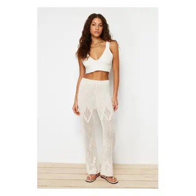 Trendyol Stone Openwork/Perforated Bohemian Wide Leg Trousers