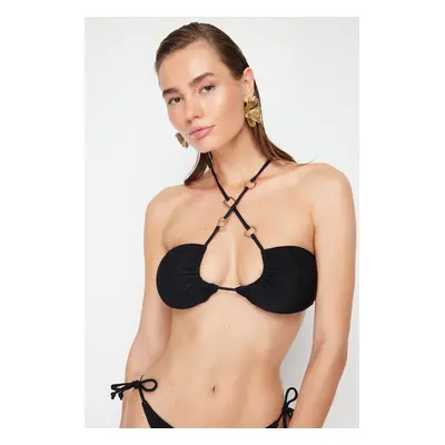 Trendyol Black Strapless Accessory Bikini Top