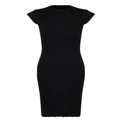 Trendyol Curve Black Ribbed Knitwear Dress